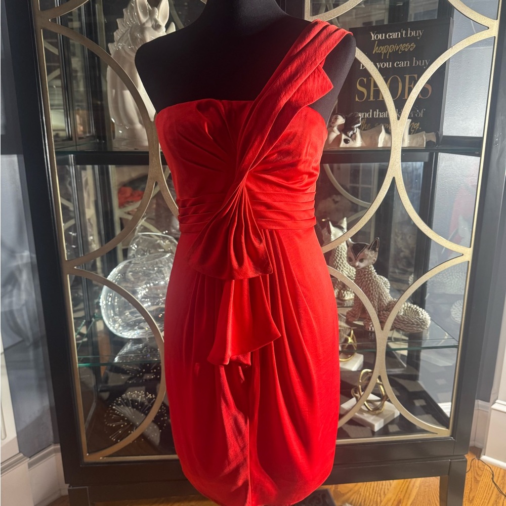BCBGMaxAzria Red One Shoulder Dress